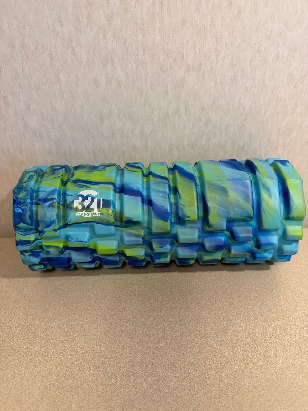 321 STRONG Foam Roller Textured Hollow Core Muscle Massage Blue Green Marble